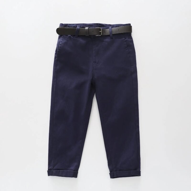 Navy Chino Pants with Belt