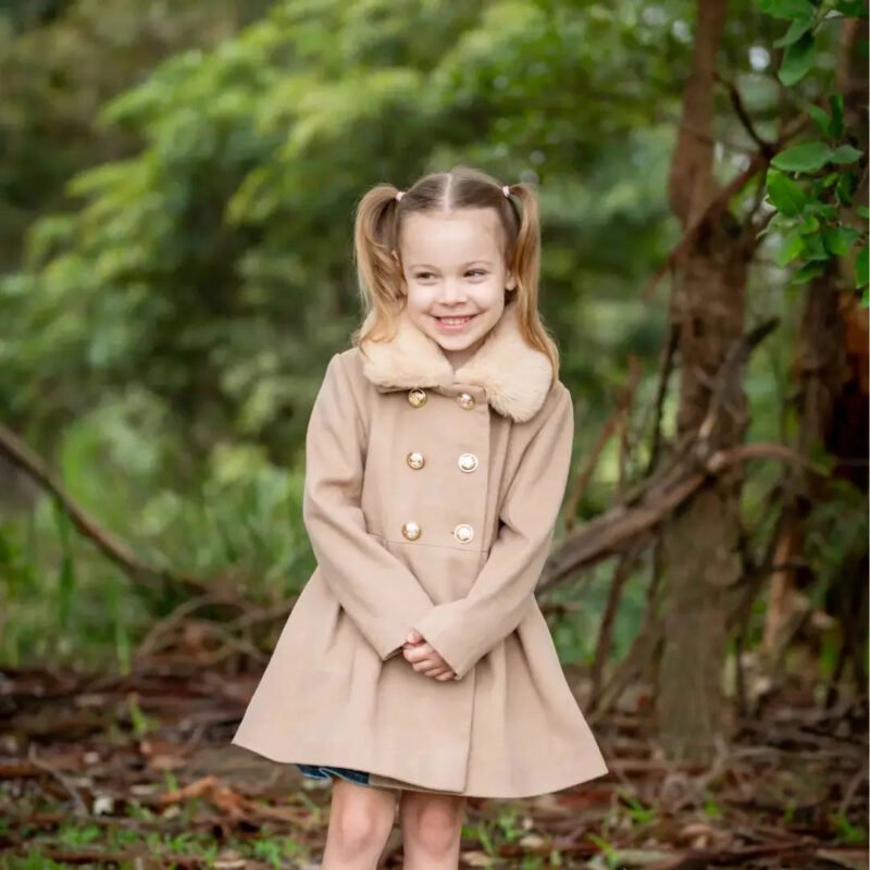 Tan Faux Fur Swing Coat